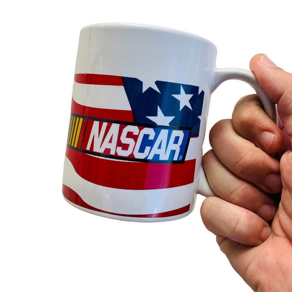 VINTAGE NASCAR Patriotic American Flag Logo Coffee Mug